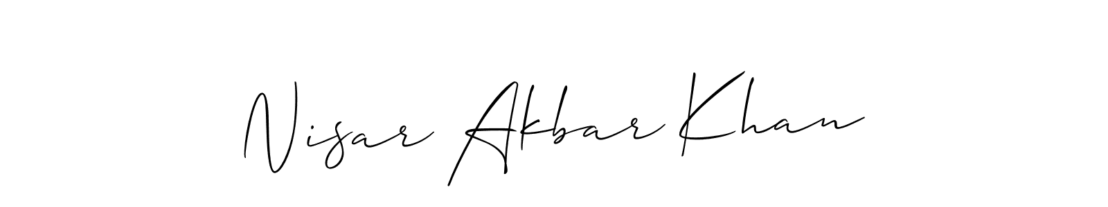 How to Draw Nisar Akbar Khan signature style? Allison_Script is a latest design signature styles for name Nisar Akbar Khan. Nisar Akbar Khan signature style 2 images and pictures png