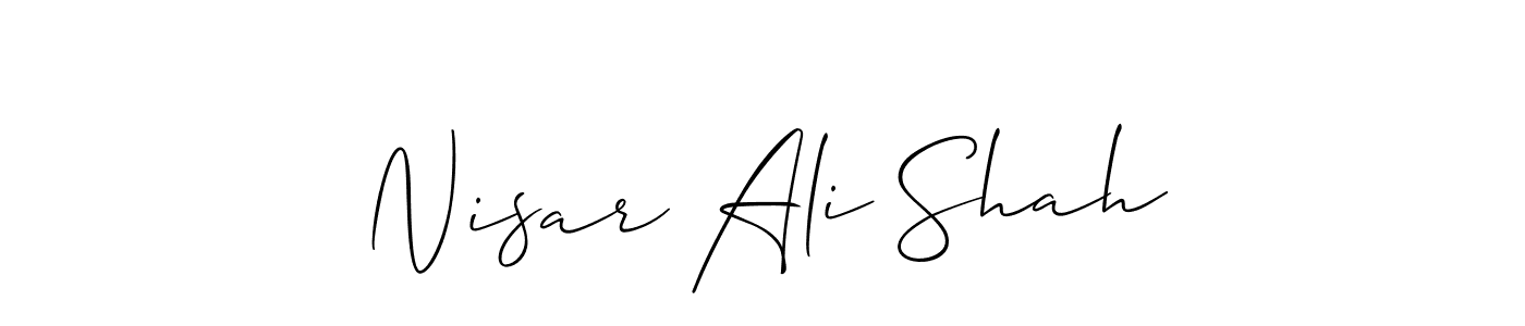 How to make Nisar Ali Shah signature? Allison_Script is a professional autograph style. Create handwritten signature for Nisar Ali Shah name. Nisar Ali Shah signature style 2 images and pictures png