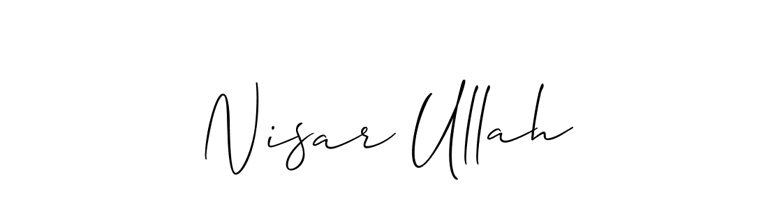 You should practise on your own different ways (Allison_Script) to write your name (Nisar Ullah) in signature. don't let someone else do it for you. Nisar Ullah signature style 2 images and pictures png