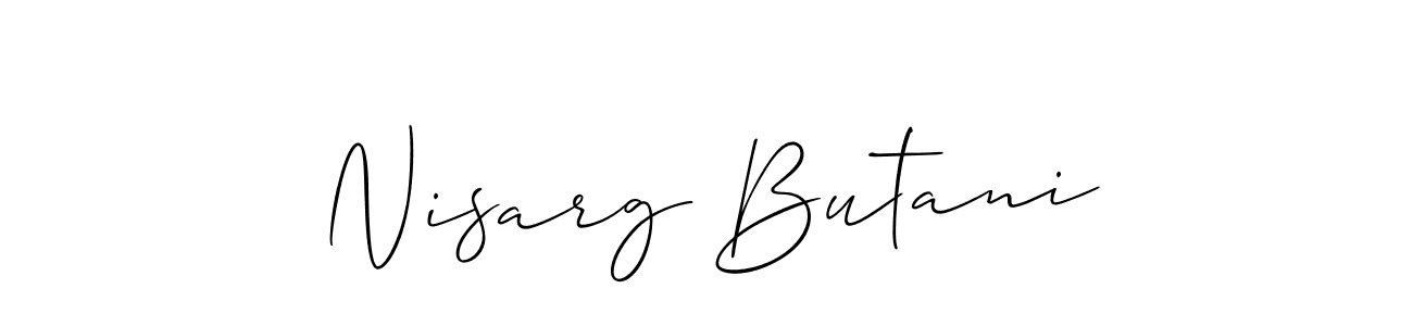 This is the best signature style for the Nisarg Butani name. Also you like these signature font (Allison_Script). Mix name signature. Nisarg Butani signature style 2 images and pictures png