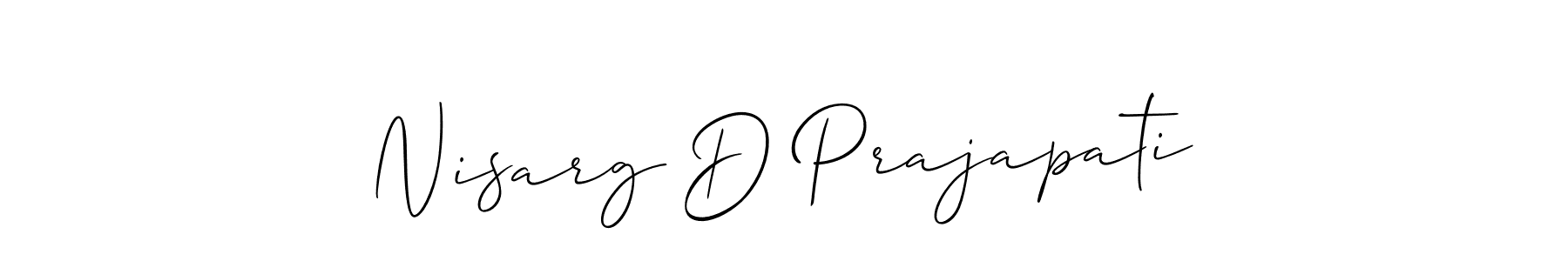 The best way (Allison_Script) to make a short signature is to pick only two or three words in your name. The name Nisarg D Prajapati include a total of six letters. For converting this name. Nisarg D Prajapati signature style 2 images and pictures png