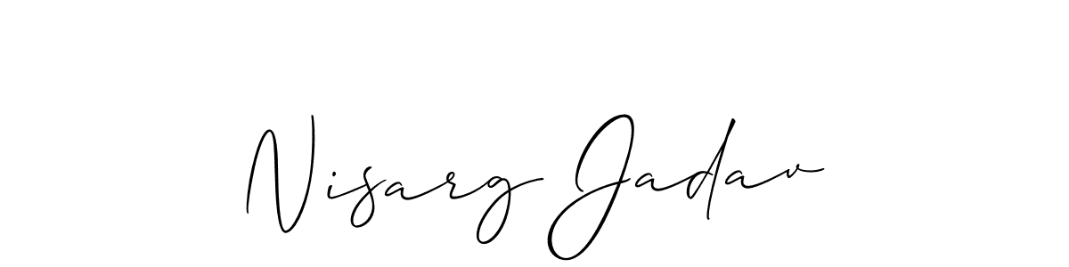How to make Nisarg Jadav name signature. Use Allison_Script style for creating short signs online. This is the latest handwritten sign. Nisarg Jadav signature style 2 images and pictures png