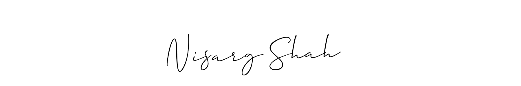 Also we have Nisarg Shah ❤️ name is the best signature style. Create professional handwritten signature collection using Allison_Script autograph style. Nisarg Shah ❤️ signature style 2 images and pictures png