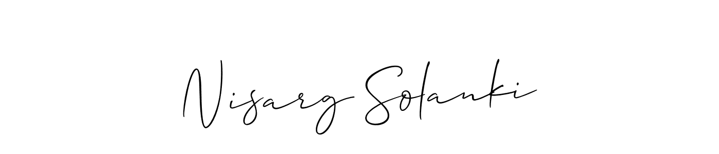 Create a beautiful signature design for name Nisarg Solanki. With this signature (Allison_Script) fonts, you can make a handwritten signature for free. Nisarg Solanki signature style 2 images and pictures png