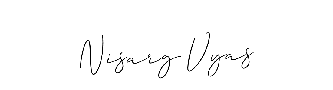Also we have Nisarg Vyas name is the best signature style. Create professional handwritten signature collection using Allison_Script autograph style. Nisarg Vyas signature style 2 images and pictures png
