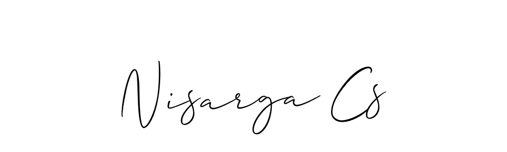 Create a beautiful signature design for name Nisarga Cs. With this signature (Allison_Script) fonts, you can make a handwritten signature for free. Nisarga Cs signature style 2 images and pictures png