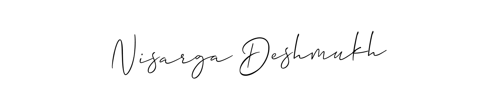 Make a short Nisarga Deshmukh signature style. Manage your documents anywhere anytime using Allison_Script. Create and add eSignatures, submit forms, share and send files easily. Nisarga Deshmukh signature style 2 images and pictures png