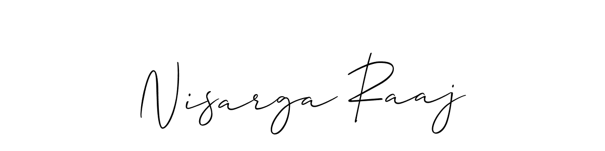 Design your own signature with our free online signature maker. With this signature software, you can create a handwritten (Allison_Script) signature for name Nisarga Raaj. Nisarga Raaj signature style 2 images and pictures png