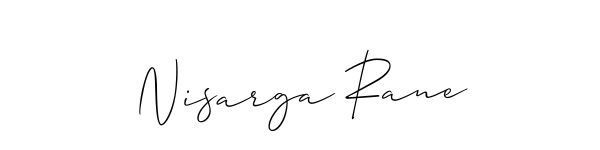 Make a beautiful signature design for name Nisarga Rane. With this signature (Allison_Script) style, you can create a handwritten signature for free. Nisarga Rane signature style 2 images and pictures png
