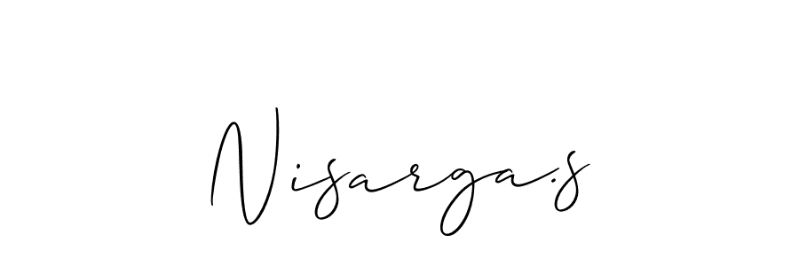 Allison_Script is a professional signature style that is perfect for those who want to add a touch of class to their signature. It is also a great choice for those who want to make their signature more unique. Get Nisarga.s name to fancy signature for free. Nisarga.s signature style 2 images and pictures png