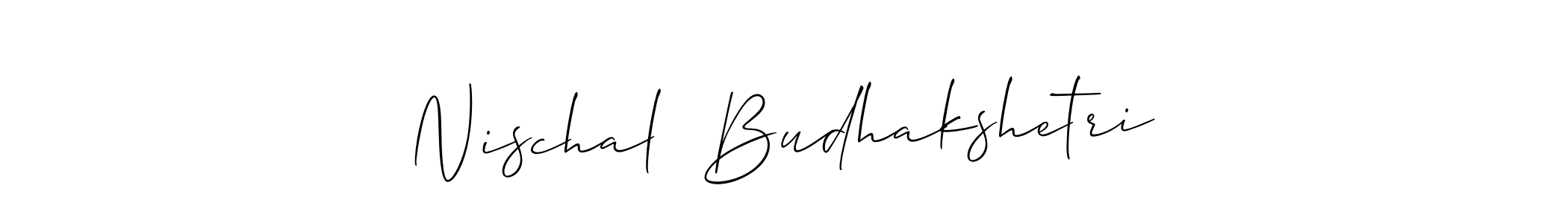 It looks lik you need a new signature style for name Nischal  Budhakshetri. Design unique handwritten (Allison_Script) signature with our free signature maker in just a few clicks. Nischal  Budhakshetri signature style 2 images and pictures png