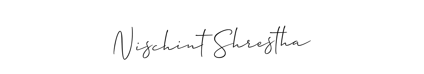 Use a signature maker to create a handwritten signature online. With this signature software, you can design (Allison_Script) your own signature for name Nischint Shrestha. Nischint Shrestha signature style 2 images and pictures png