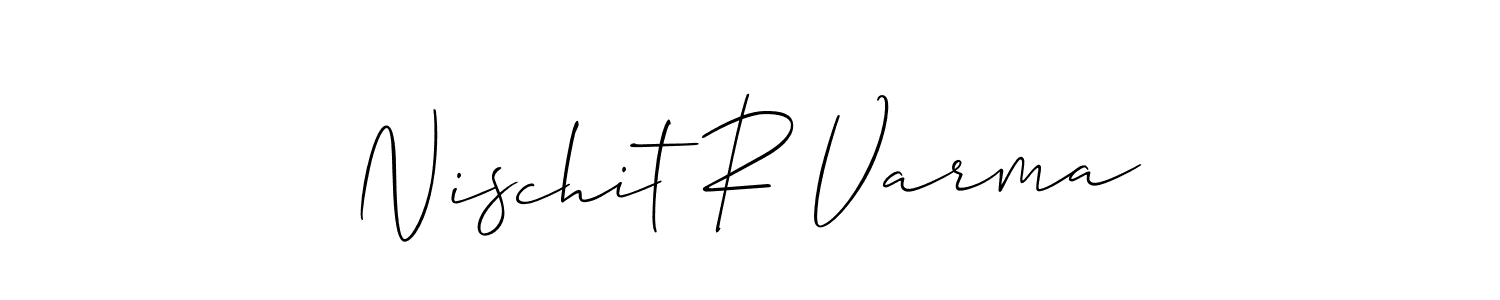 The best way (Allison_Script) to make a short signature is to pick only two or three words in your name. The name Nischit R Varma include a total of six letters. For converting this name. Nischit R Varma signature style 2 images and pictures png