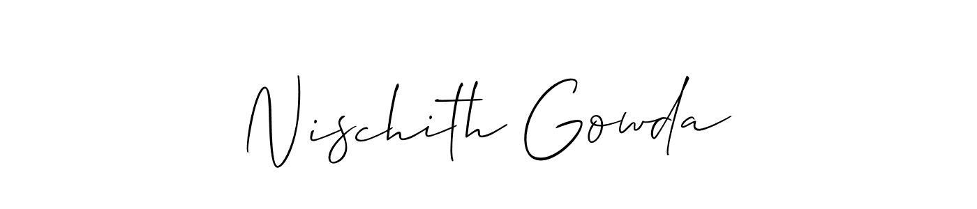 Nischith Gowda stylish signature style. Best Handwritten Sign (Allison_Script) for my name. Handwritten Signature Collection Ideas for my name Nischith Gowda. Nischith Gowda signature style 2 images and pictures png