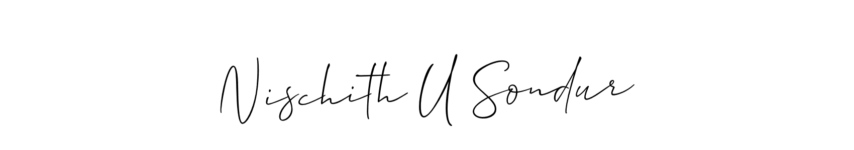 How to make Nischith U Sondur signature? Allison_Script is a professional autograph style. Create handwritten signature for Nischith U Sondur name. Nischith U Sondur signature style 2 images and pictures png