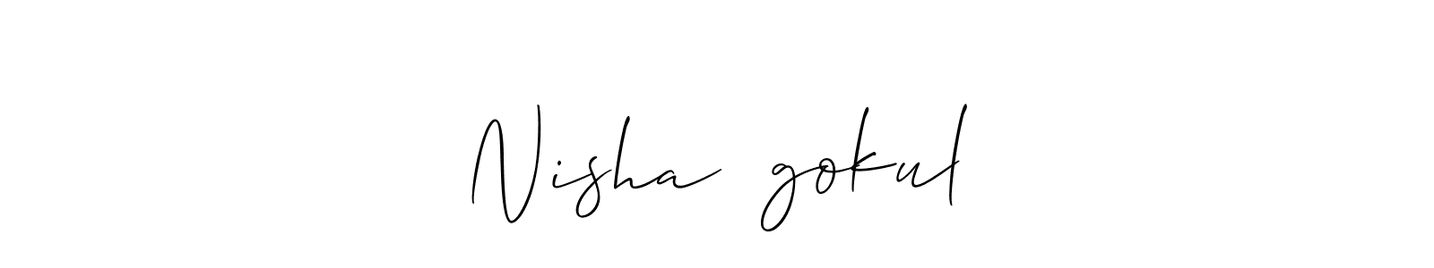 It looks lik you need a new signature style for name Nisha❤️gokul. Design unique handwritten (Allison_Script) signature with our free signature maker in just a few clicks. Nisha❤️gokul signature style 2 images and pictures png