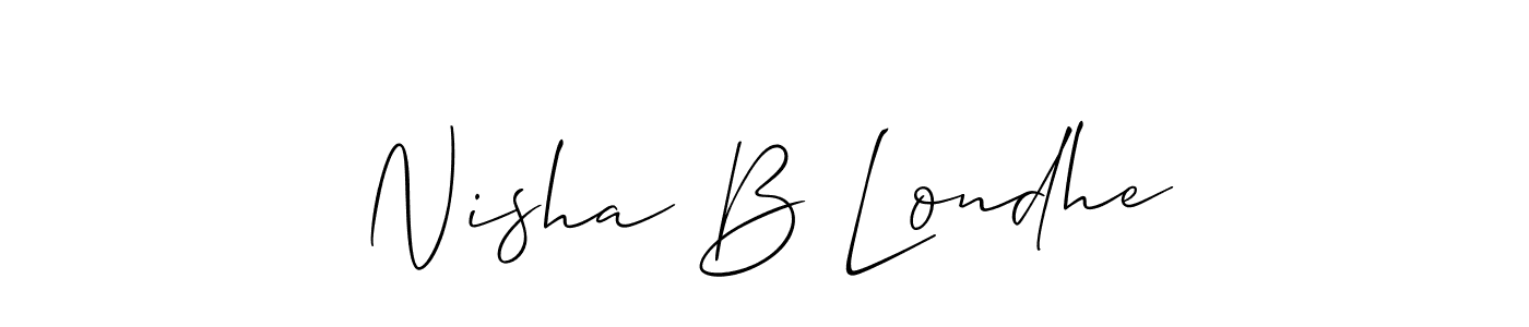 Similarly Allison_Script is the best handwritten signature design. Signature creator online .You can use it as an online autograph creator for name Nisha B Londhe. Nisha B Londhe signature style 2 images and pictures png
