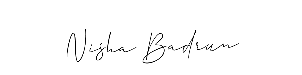 The best way (Allison_Script) to make a short signature is to pick only two or three words in your name. The name Nisha Badrun include a total of six letters. For converting this name. Nisha Badrun signature style 2 images and pictures png