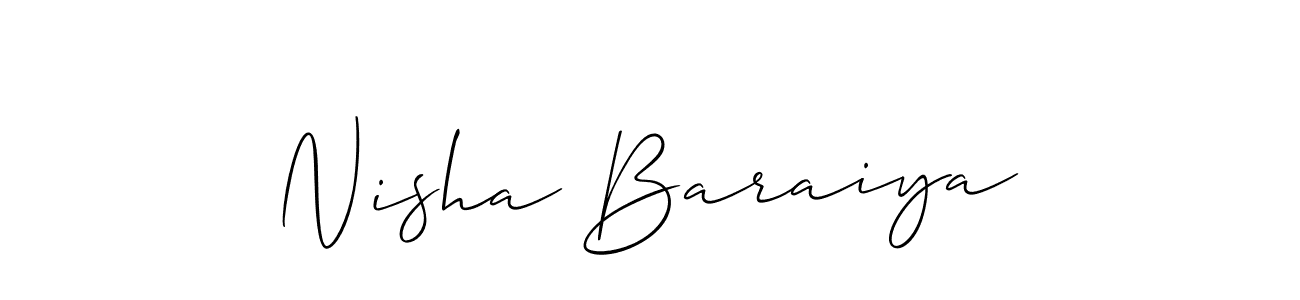 How to Draw Nisha Baraiya signature style? Allison_Script is a latest design signature styles for name Nisha Baraiya. Nisha Baraiya signature style 2 images and pictures png