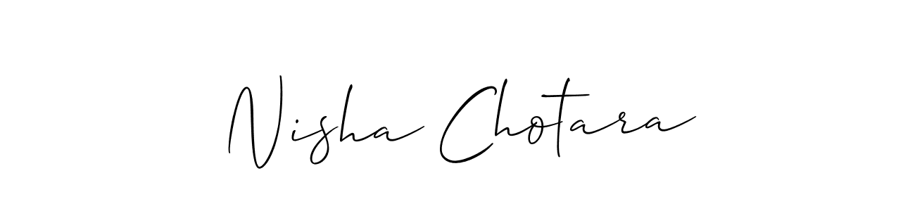 Also we have Nisha Chotara name is the best signature style. Create professional handwritten signature collection using Allison_Script autograph style. Nisha Chotara signature style 2 images and pictures png