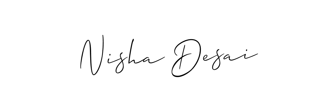 It looks lik you need a new signature style for name Nisha Desai. Design unique handwritten (Allison_Script) signature with our free signature maker in just a few clicks. Nisha Desai signature style 2 images and pictures png