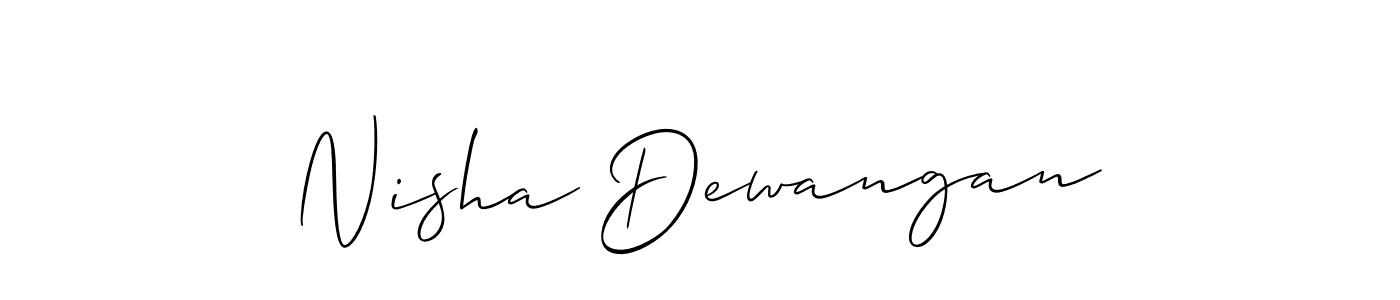 How to make Nisha Dewangan name signature. Use Allison_Script style for creating short signs online. This is the latest handwritten sign. Nisha Dewangan signature style 2 images and pictures png