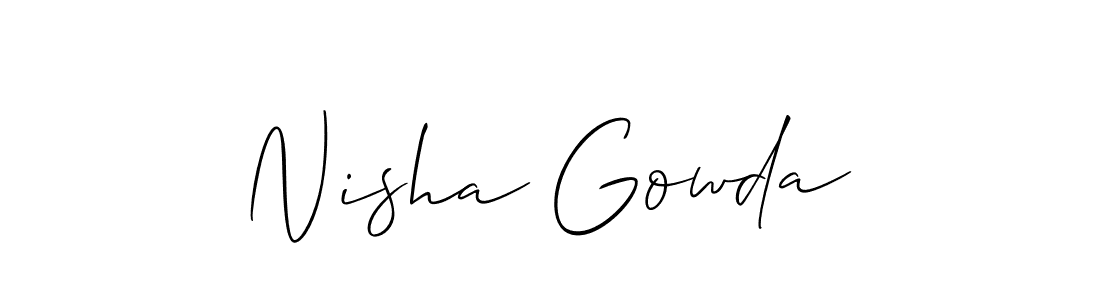 Also we have Nisha Gowda name is the best signature style. Create professional handwritten signature collection using Allison_Script autograph style. Nisha Gowda signature style 2 images and pictures png