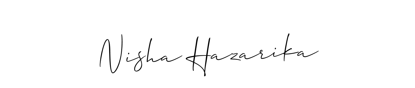 Make a short Nisha Hazarika signature style. Manage your documents anywhere anytime using Allison_Script. Create and add eSignatures, submit forms, share and send files easily. Nisha Hazarika signature style 2 images and pictures png