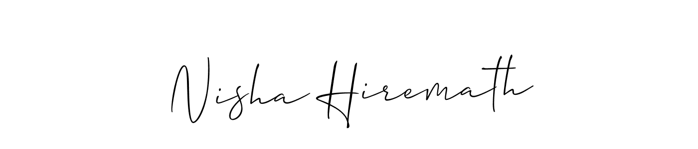 Create a beautiful signature design for name Nisha Hiremath. With this signature (Allison_Script) fonts, you can make a handwritten signature for free. Nisha Hiremath signature style 2 images and pictures png