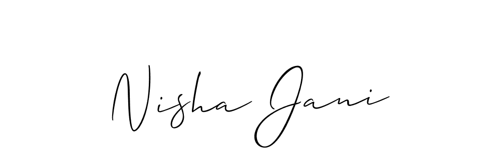 It looks lik you need a new signature style for name Nisha Jani. Design unique handwritten (Allison_Script) signature with our free signature maker in just a few clicks. Nisha Jani signature style 2 images and pictures png