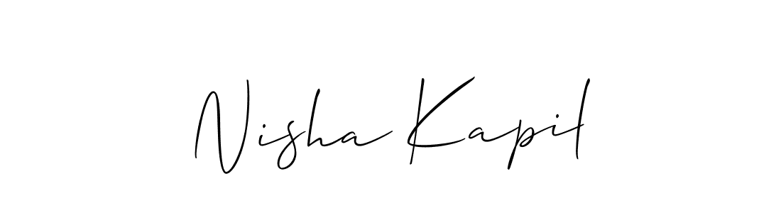 The best way (Allison_Script) to make a short signature is to pick only two or three words in your name. The name Nisha Kapil include a total of six letters. For converting this name. Nisha Kapil signature style 2 images and pictures png