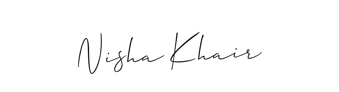 You should practise on your own different ways (Allison_Script) to write your name (Nisha Khair) in signature. don't let someone else do it for you. Nisha Khair signature style 2 images and pictures png