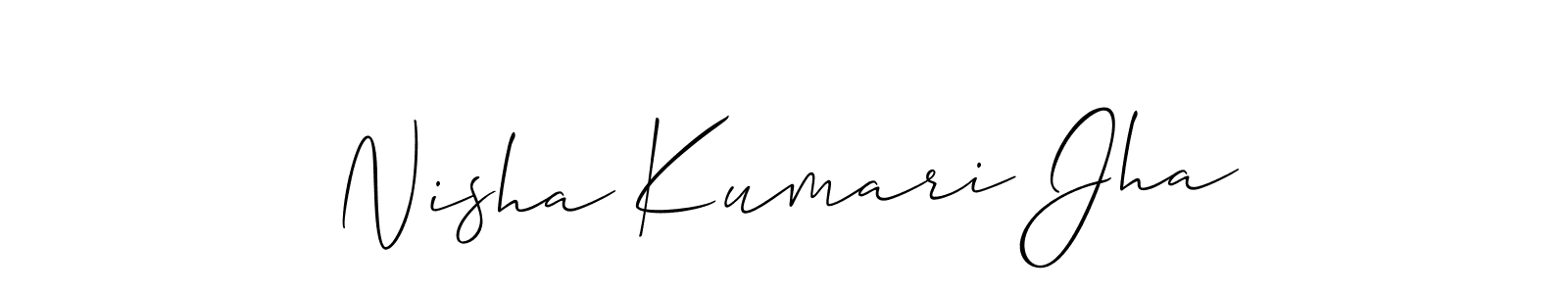 This is the best signature style for the Nisha Kumari Jha name. Also you like these signature font (Allison_Script). Mix name signature. Nisha Kumari Jha signature style 2 images and pictures png