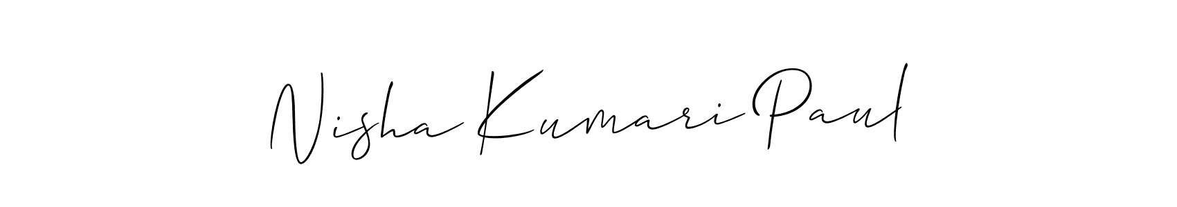 Design your own signature with our free online signature maker. With this signature software, you can create a handwritten (Allison_Script) signature for name Nisha Kumari Paul. Nisha Kumari Paul signature style 2 images and pictures png