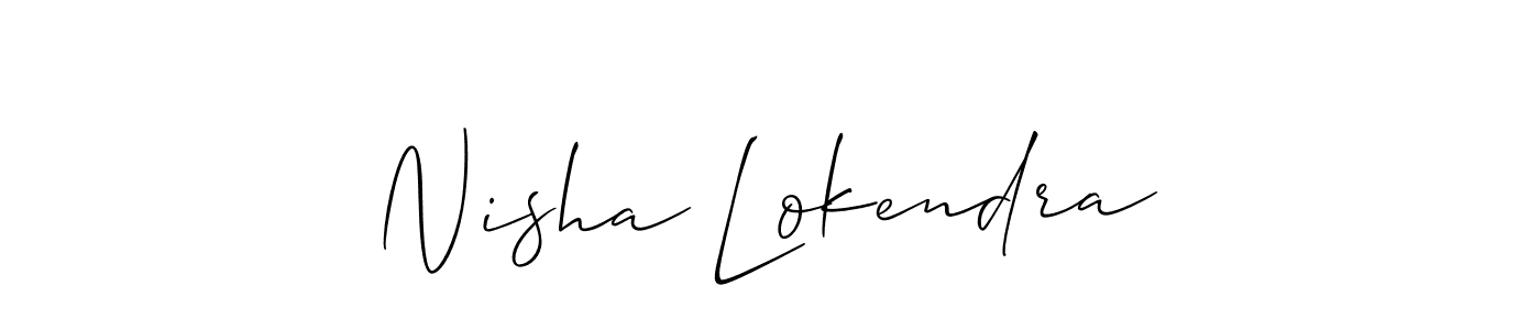 Also You can easily find your signature by using the search form. We will create Nisha Lokendra name handwritten signature images for you free of cost using Allison_Script sign style. Nisha Lokendra signature style 2 images and pictures png