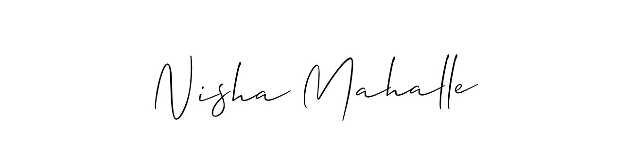 Allison_Script is a professional signature style that is perfect for those who want to add a touch of class to their signature. It is also a great choice for those who want to make their signature more unique. Get Nisha Mahalle name to fancy signature for free. Nisha Mahalle signature style 2 images and pictures png