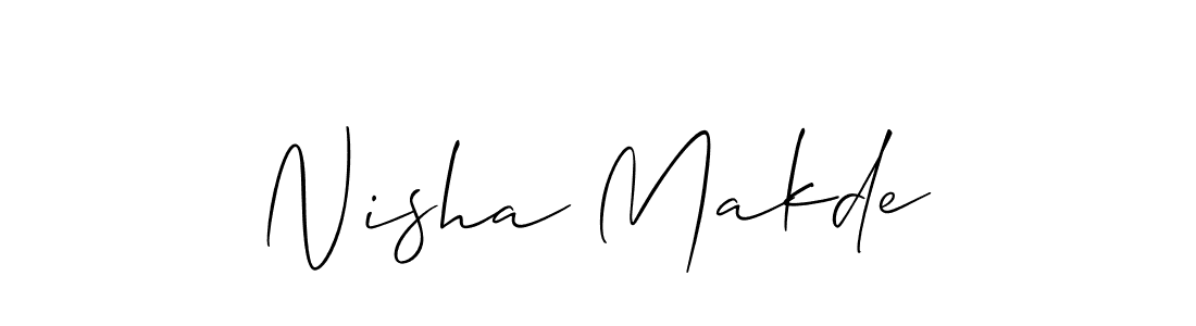 Create a beautiful signature design for name Nisha Makde. With this signature (Allison_Script) fonts, you can make a handwritten signature for free. Nisha Makde signature style 2 images and pictures png