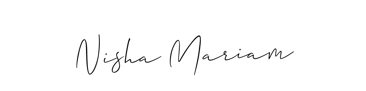 Also You can easily find your signature by using the search form. We will create Nisha Mariam name handwritten signature images for you free of cost using Allison_Script sign style. Nisha Mariam signature style 2 images and pictures png