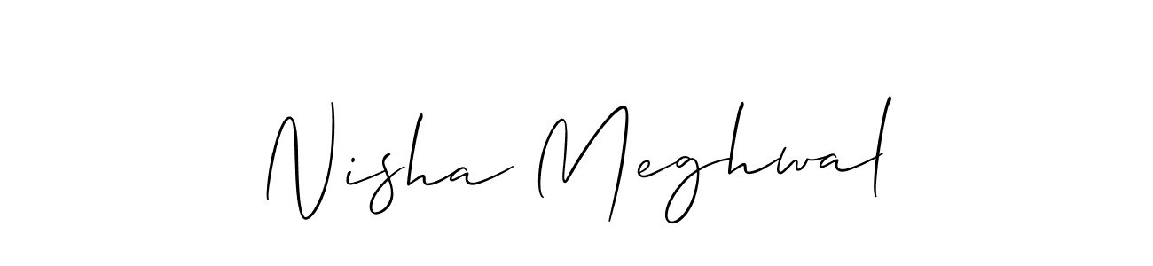 Similarly Allison_Script is the best handwritten signature design. Signature creator online .You can use it as an online autograph creator for name Nisha Meghwal. Nisha Meghwal signature style 2 images and pictures png