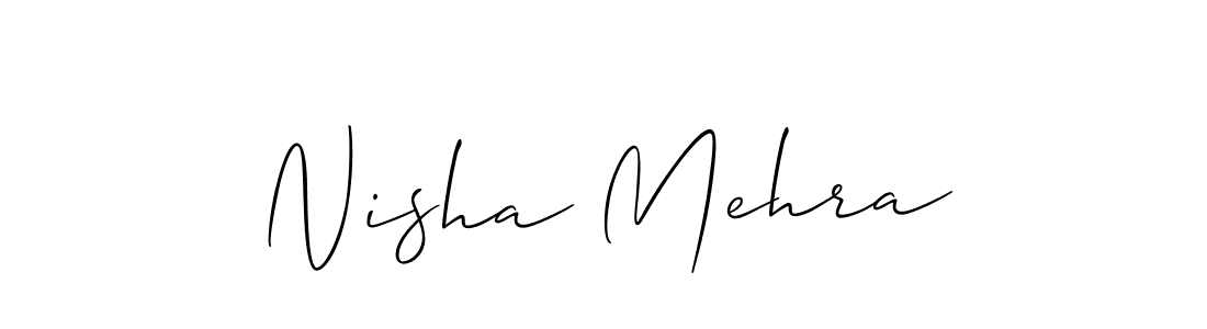 Also we have Nisha Mehra name is the best signature style. Create professional handwritten signature collection using Allison_Script autograph style. Nisha Mehra signature style 2 images and pictures png