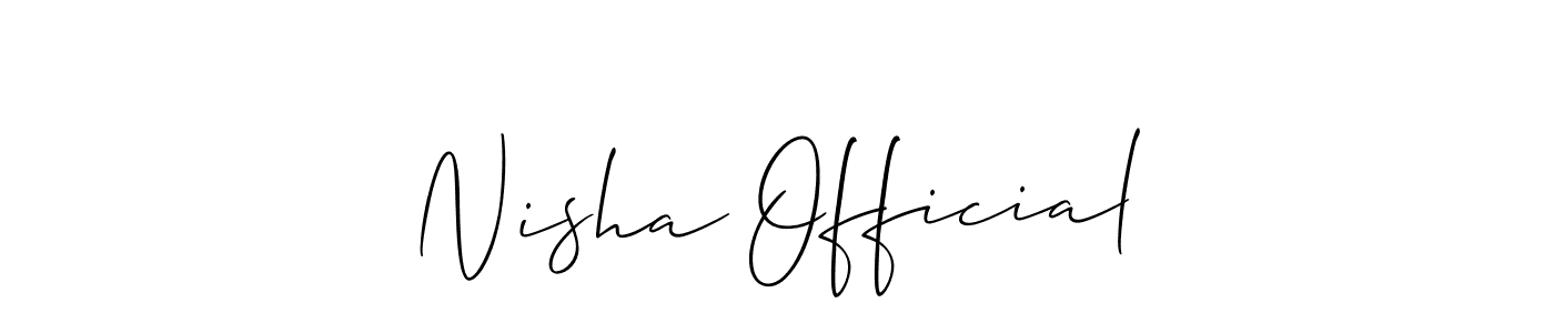 Similarly Allison_Script is the best handwritten signature design. Signature creator online .You can use it as an online autograph creator for name Nisha Official. Nisha Official signature style 2 images and pictures png