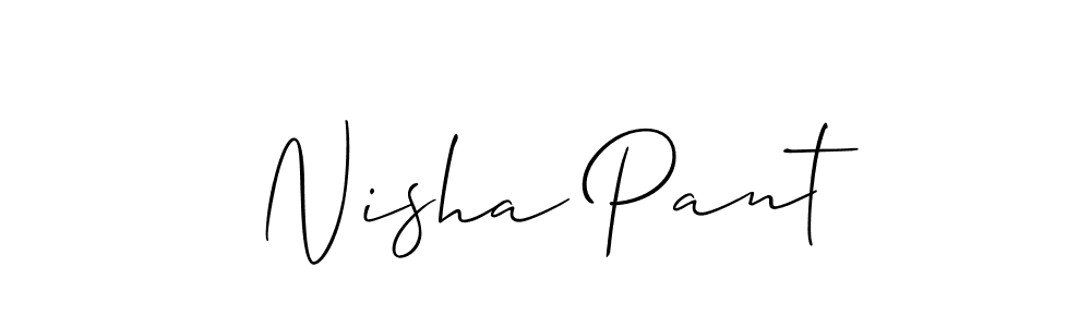 It looks lik you need a new signature style for name Nisha Pant. Design unique handwritten (Allison_Script) signature with our free signature maker in just a few clicks. Nisha Pant signature style 2 images and pictures png