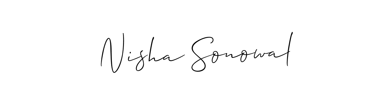 Similarly Allison_Script is the best handwritten signature design. Signature creator online .You can use it as an online autograph creator for name Nisha Sonowal. Nisha Sonowal signature style 2 images and pictures png