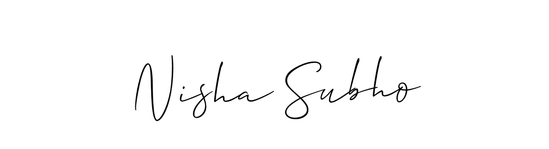 Create a beautiful signature design for name Nisha Subho. With this signature (Allison_Script) fonts, you can make a handwritten signature for free. Nisha Subho signature style 2 images and pictures png