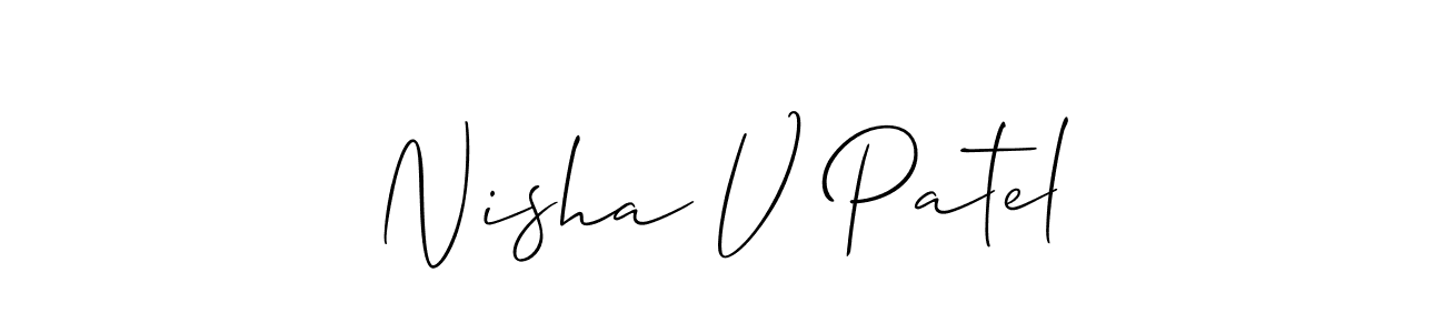 Make a beautiful signature design for name Nisha V Patel. With this signature (Allison_Script) style, you can create a handwritten signature for free. Nisha V Patel signature style 2 images and pictures png