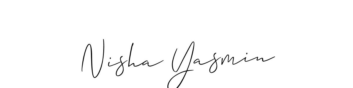 You should practise on your own different ways (Allison_Script) to write your name (Nisha Yasmin) in signature. don't let someone else do it for you. Nisha Yasmin signature style 2 images and pictures png