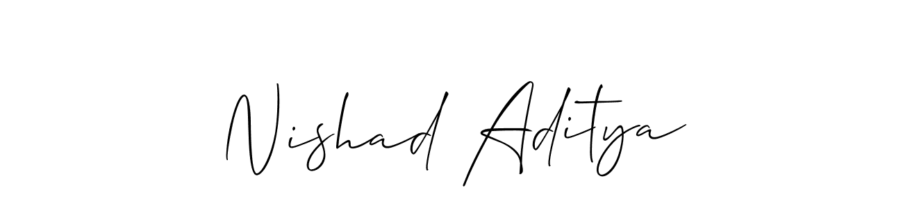 Use a signature maker to create a handwritten signature online. With this signature software, you can design (Allison_Script) your own signature for name Nishad Aditya. Nishad Aditya signature style 2 images and pictures png