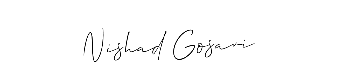 Use a signature maker to create a handwritten signature online. With this signature software, you can design (Allison_Script) your own signature for name Nishad Gosavi. Nishad Gosavi signature style 2 images and pictures png