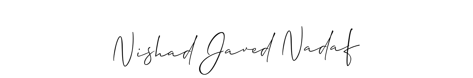 You should practise on your own different ways (Allison_Script) to write your name (Nishad Javed Nadaf) in signature. don't let someone else do it for you. Nishad Javed Nadaf signature style 2 images and pictures png