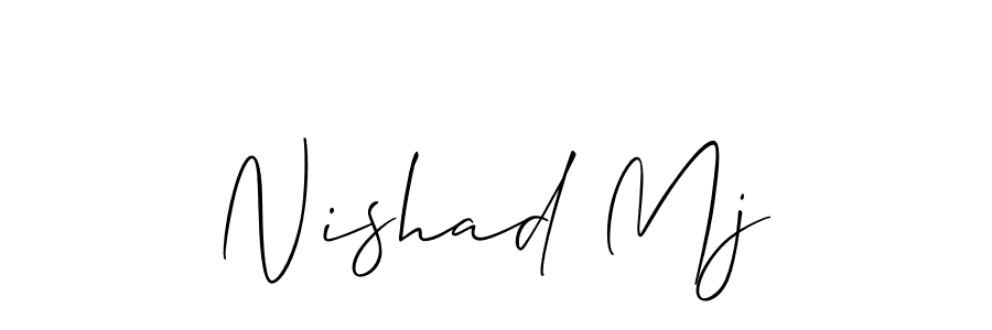 Make a beautiful signature design for name Nishad Mj. With this signature (Allison_Script) style, you can create a handwritten signature for free. Nishad Mj signature style 2 images and pictures png